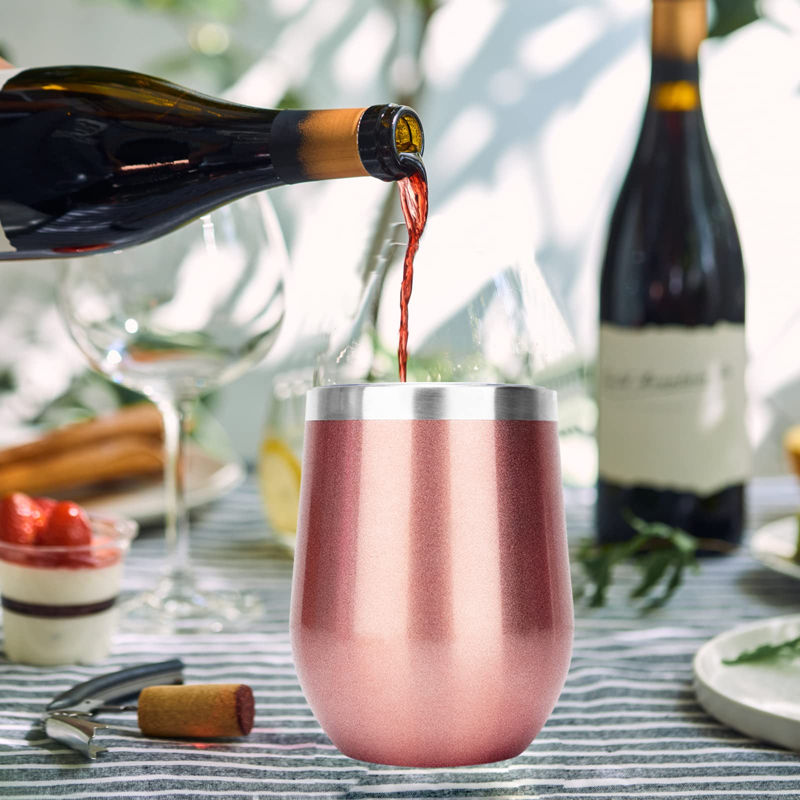 RANJIMA Wein Geschenkset für Freundin,Weinbecher Geschenkset mit Deckel Weinsocken Flaschenöffner Strohhalm,12Oz Weinbecher Kaffeebecher Weintasse für Getränke,Champagner,Cocktail,Geburtstag Geschenke