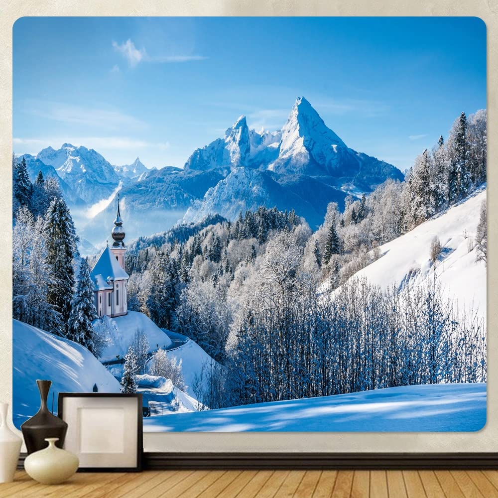 Aqhycjt Forest Snow Scene Home Art Decoration Tapestry Decoration Scene Wall Hanging Bedroom Wall Decoration (W)200×(H)150Cm