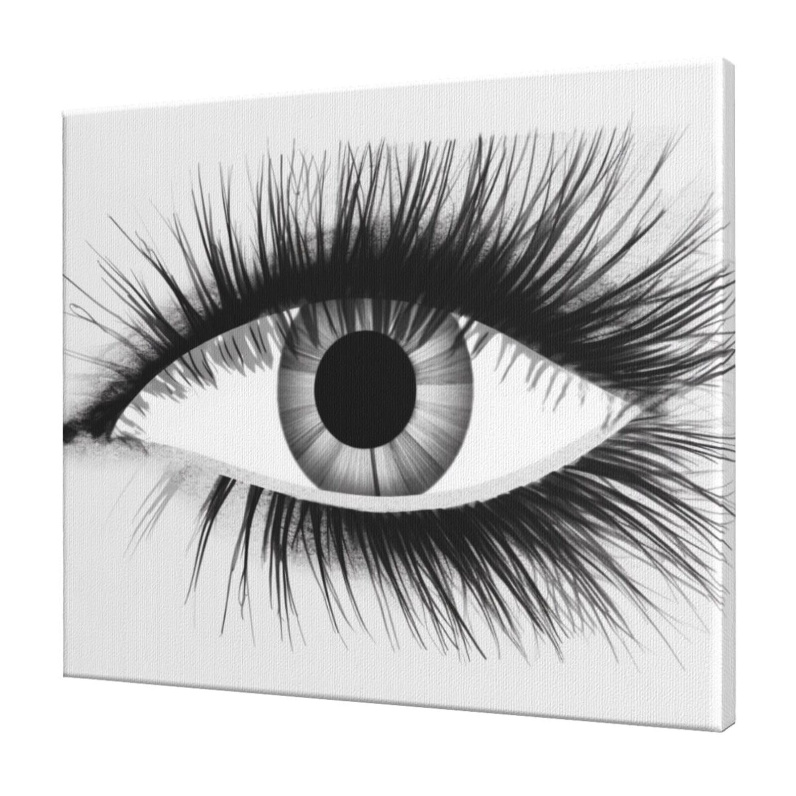 YKLJG Eyelash Printed Wall Art Canvas Prints 60x50 CM Wooden Framed Picture Painting Artwork for Bedroom Kitchen Home Office Decor