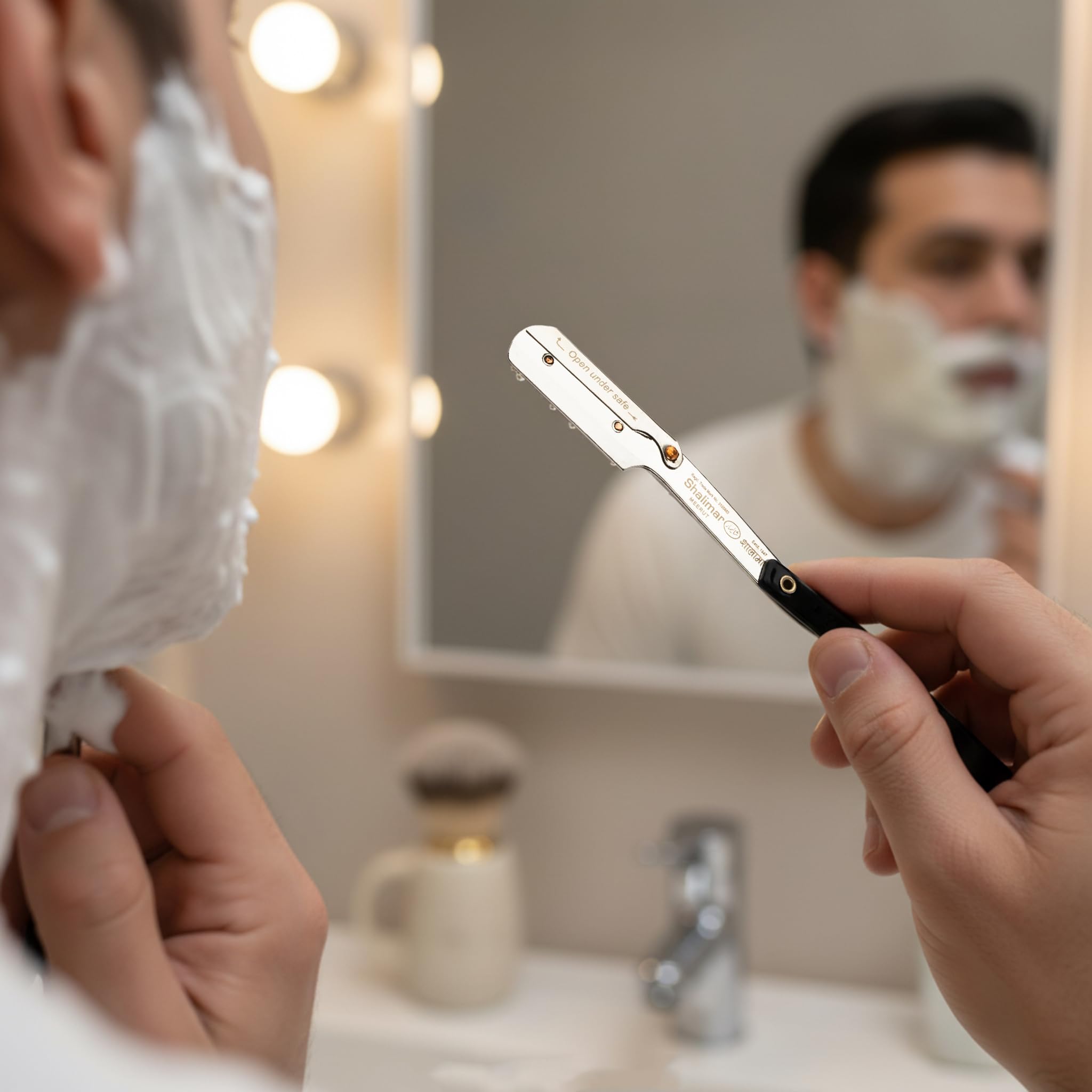 Shalimar Brand Professional Barber Straight Edge Shaving Facial Face Beard Blade Razor, Black Handle, Traditional Barber Style For Men and Women - Image 6 thumbnail