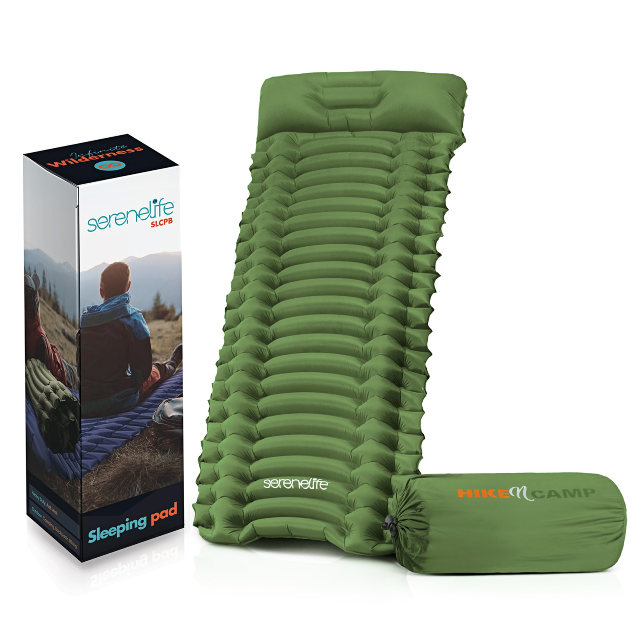 SereneLifeBackpacking Air Mattress Sleeping Pad, Green, One Size
