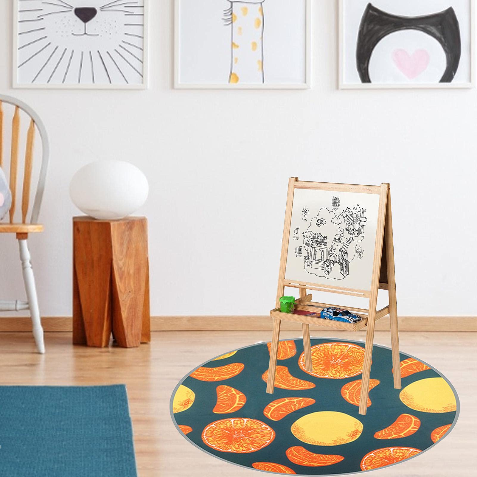 Fencelly Vloermat voor onder kinderstoel, 110 x 110 cm, waterdicht, antislip, babyeetkamerstoelmat, multifunctioneel kruipkussen