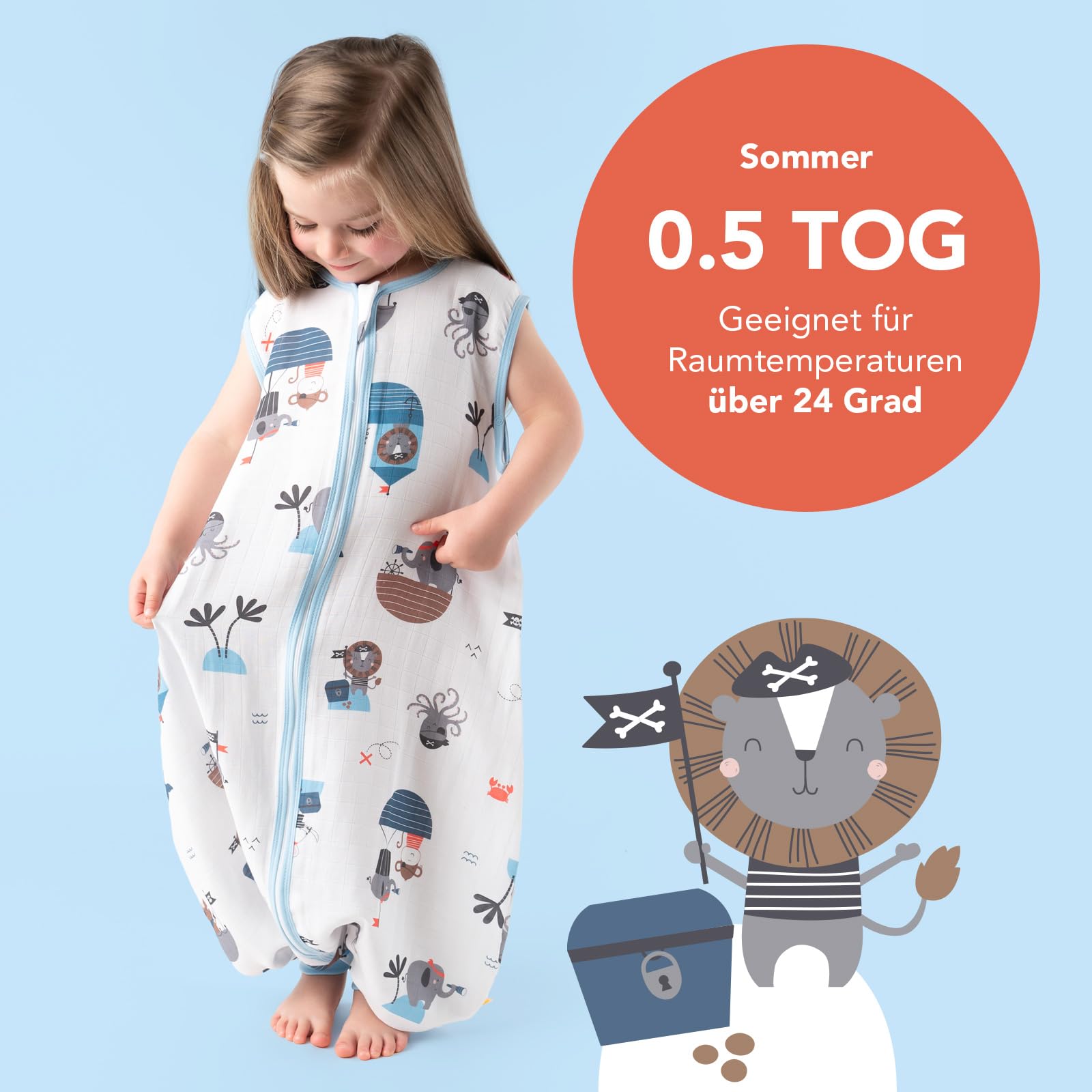 schlummersack Baby Kinder Schlafsack Sommer | mit Füßen, dünn, Sommerschlafsack, 0.5 Tog