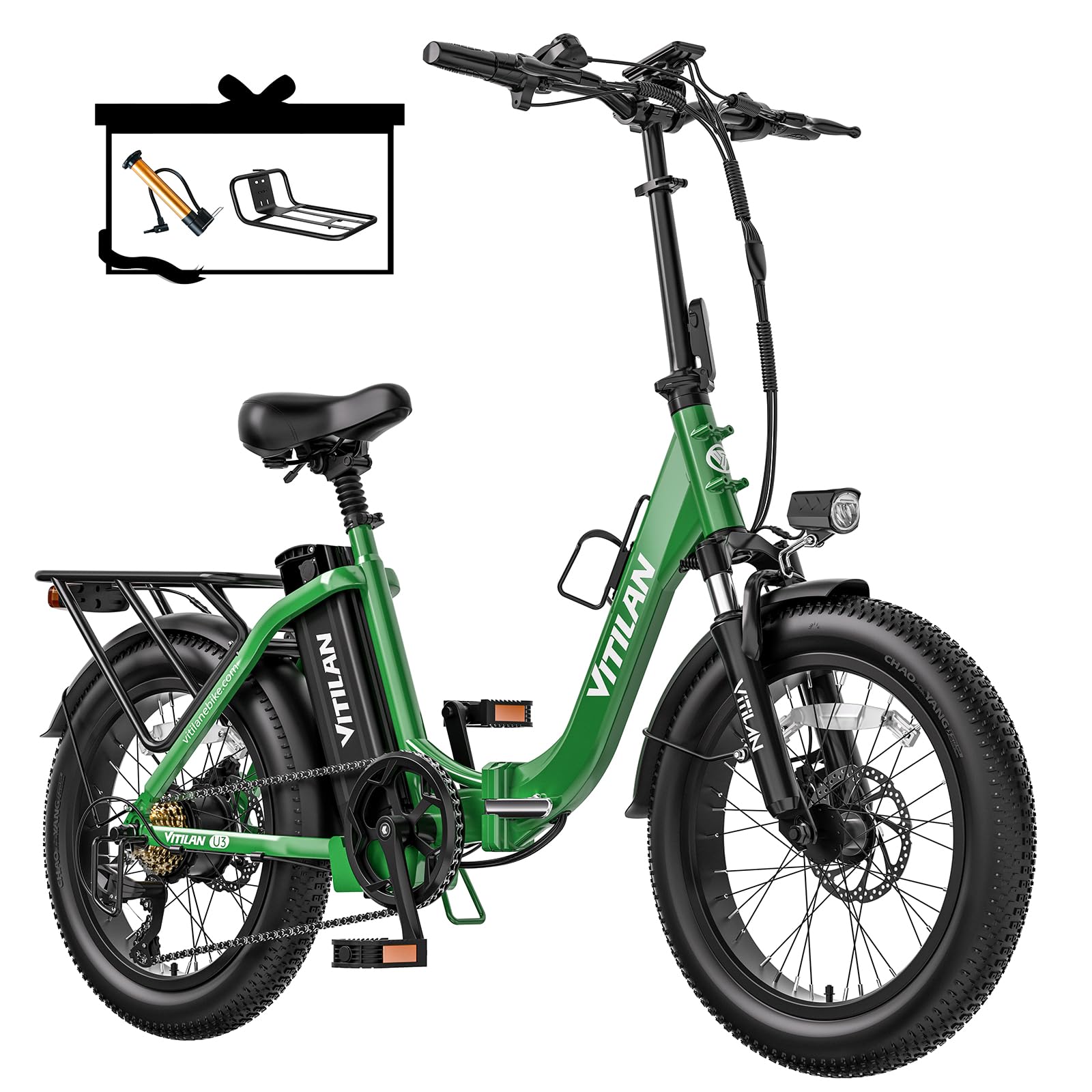 U3 Bici Elettrica Pieghevole Adulti, Bicicletta Elettrica con 48V 13Ah Batteria, 20"*3,0" Fat Tire Ebike, 7 Velocità, Autonomia 40-120 km, Adatto per Gli Spostamenti Urbani Quotidiani