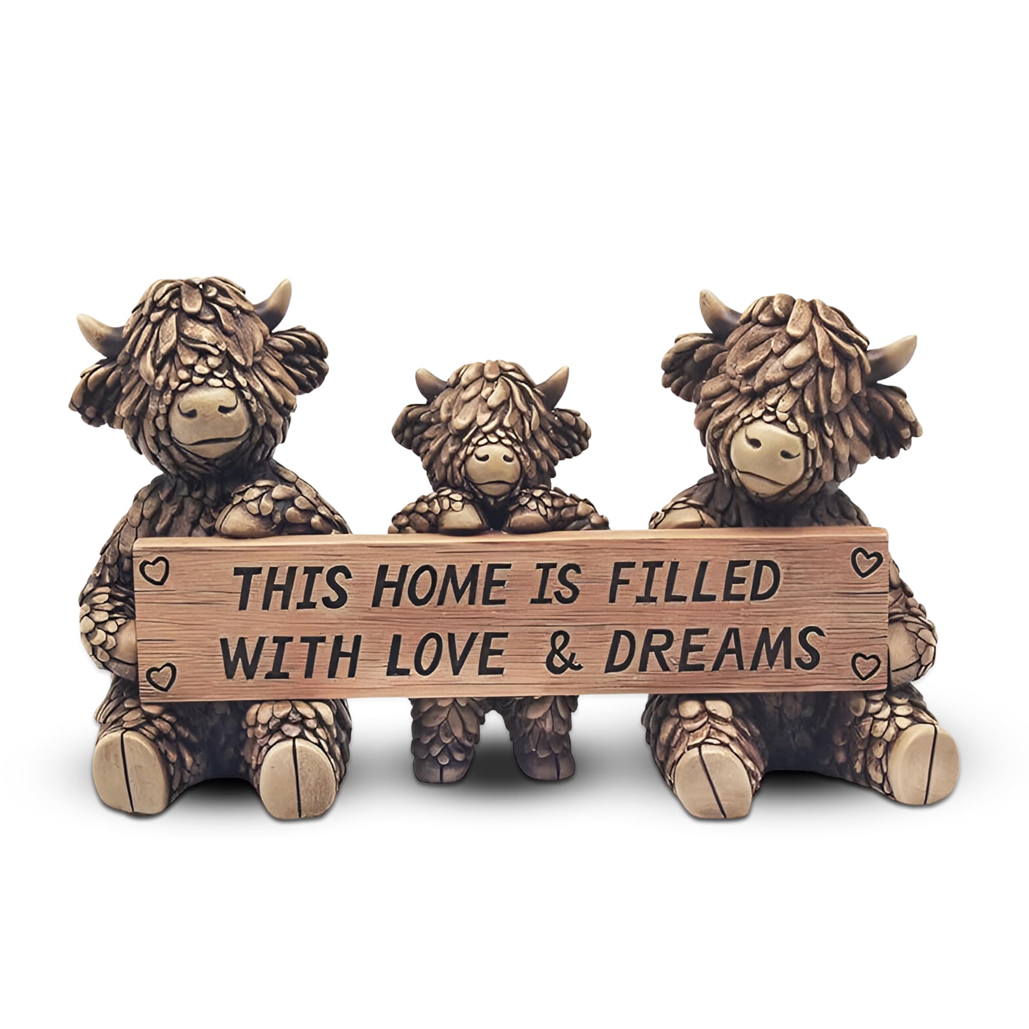 Lesser & Pavey Hughie Highland Cows Love Figurines Statues For Home Decor | Ideal Ornaments Friendship Gifts For Women & Men | Lovely Table Centerpiece & Living Room Accessories