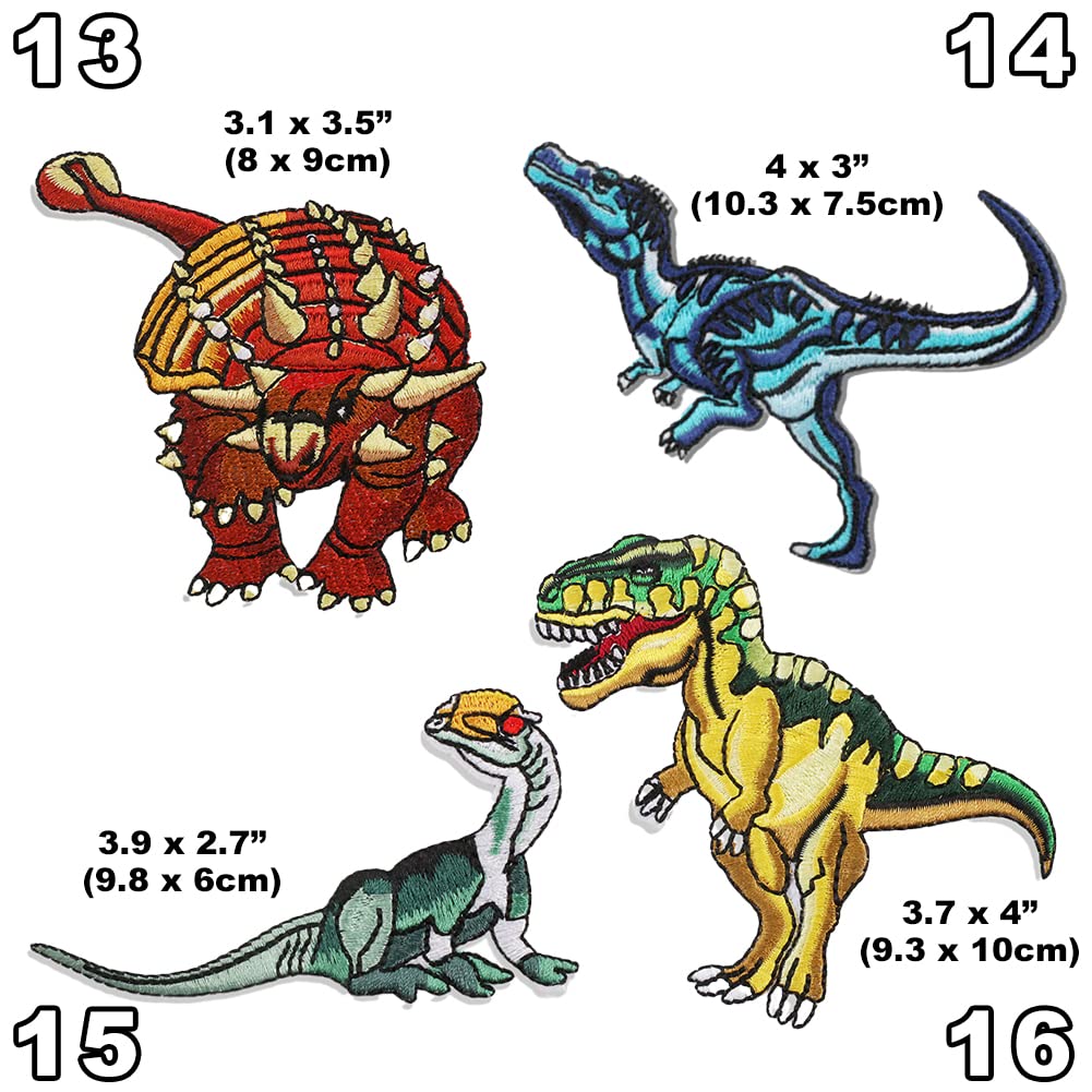 T-Rex Dinosaur Embroidered Iron-On Patch - Jurassic Park Style, Raptor & Triceratops Design 2 thumbnail image
