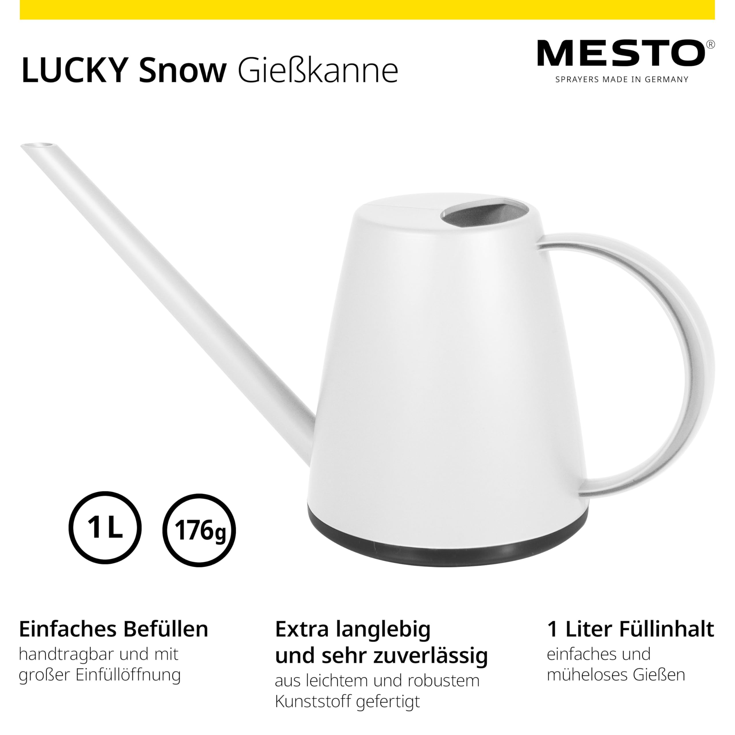 MESTO Lucky Snow Gießkanne 1L Set inkl. MINI Snow Handzerstäuber 0,79L | Sprühflasche & Giesskanne für Zimmerpflanzen & Garten | Bewässerung & Pflanzenpflege | Verstellbare Düse | Indoor & Outdoor