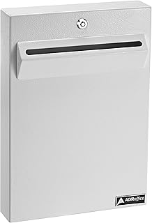 AdirOffice Wall Mount Drop Box - Heavy Duty Secured Storage with Lock - for Commercial Home Office or Business Use (White)