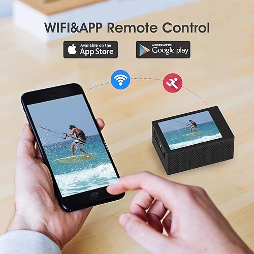 Miniatura 6 de HLS Cámara de acción deportiva 4k30FPS con 2 baterías 1350mAh y tarjeta TF de 64 GB, cámara subacuática con funda impermeable y control remoto,