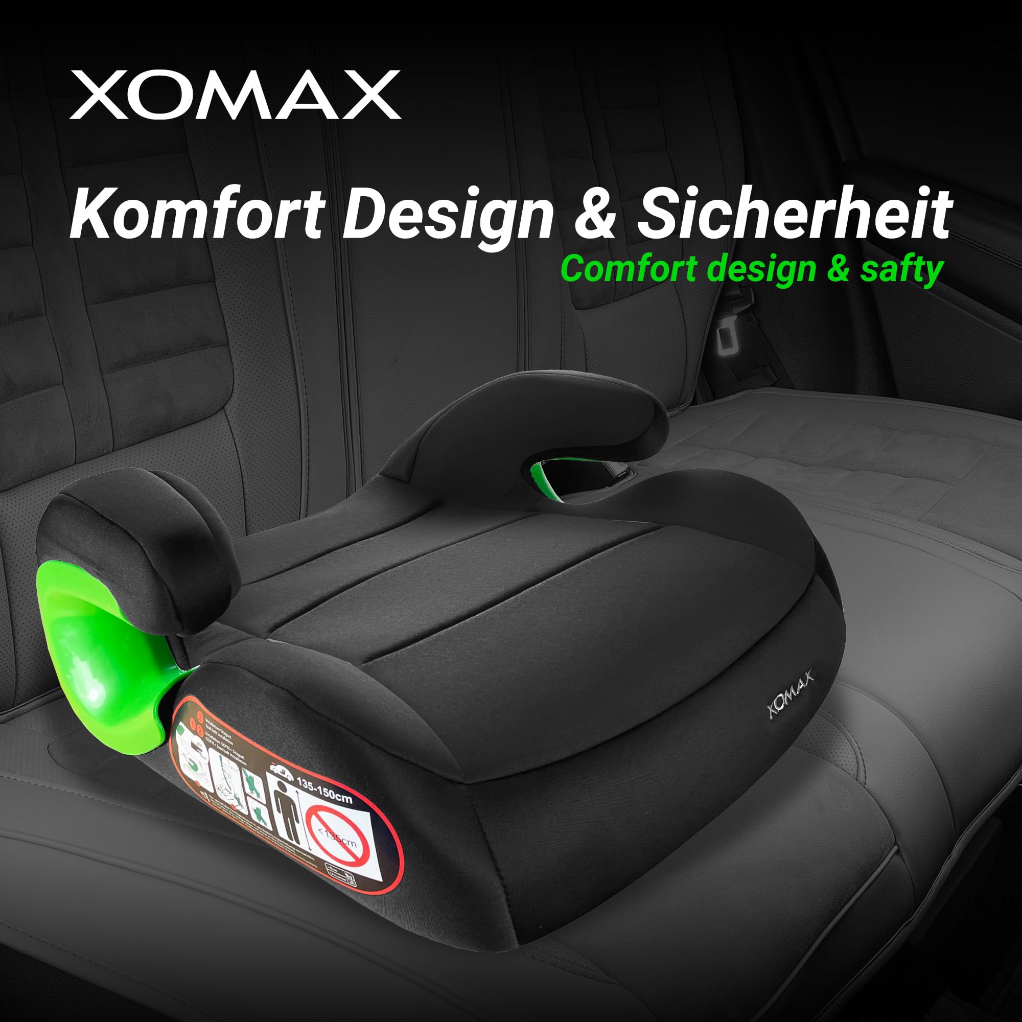 XOMAX KBH310 Rehausseur de siège pour enfant avec ISOFIX I évolutif I 15-36 kg, 3-12 ans, groupe 2/3 I ECE 8