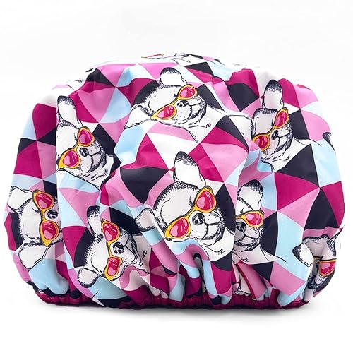 Miniatura 3 de Gorro de ducha y gorro de baño de nailon reutilizable, reversible, de gran tamaño, impermeable, diseñado para todas las longitudes de cabello con