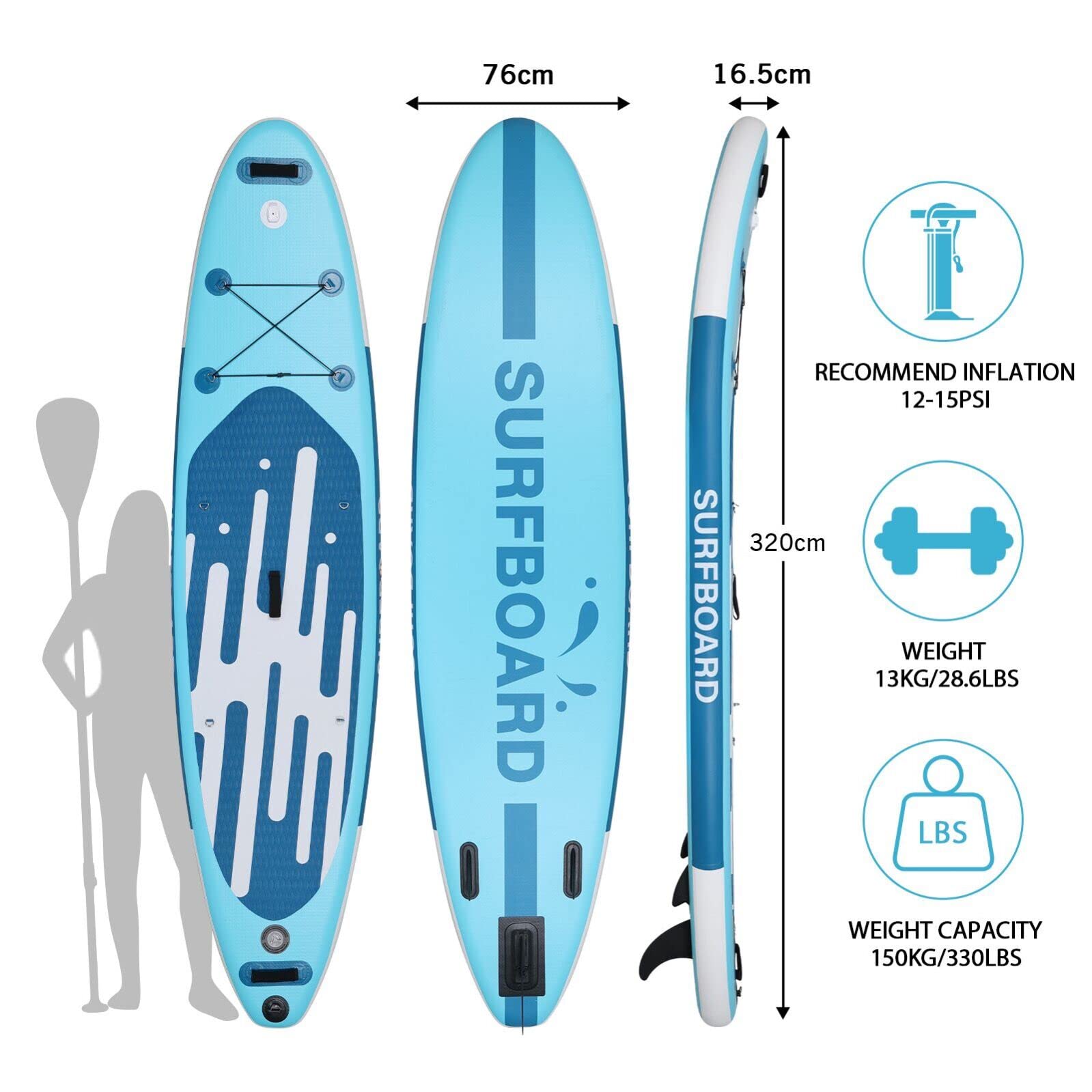 ZealWe Stand Up Paddling Board, 335cm SUP Board Aufblasbar für 2 Personen/Familien, Mit Sitz & Allem Zubehör, Doppelpaddel, für Wassersport und Paddling, Standup Paddle Board for Adults & Einsteiger