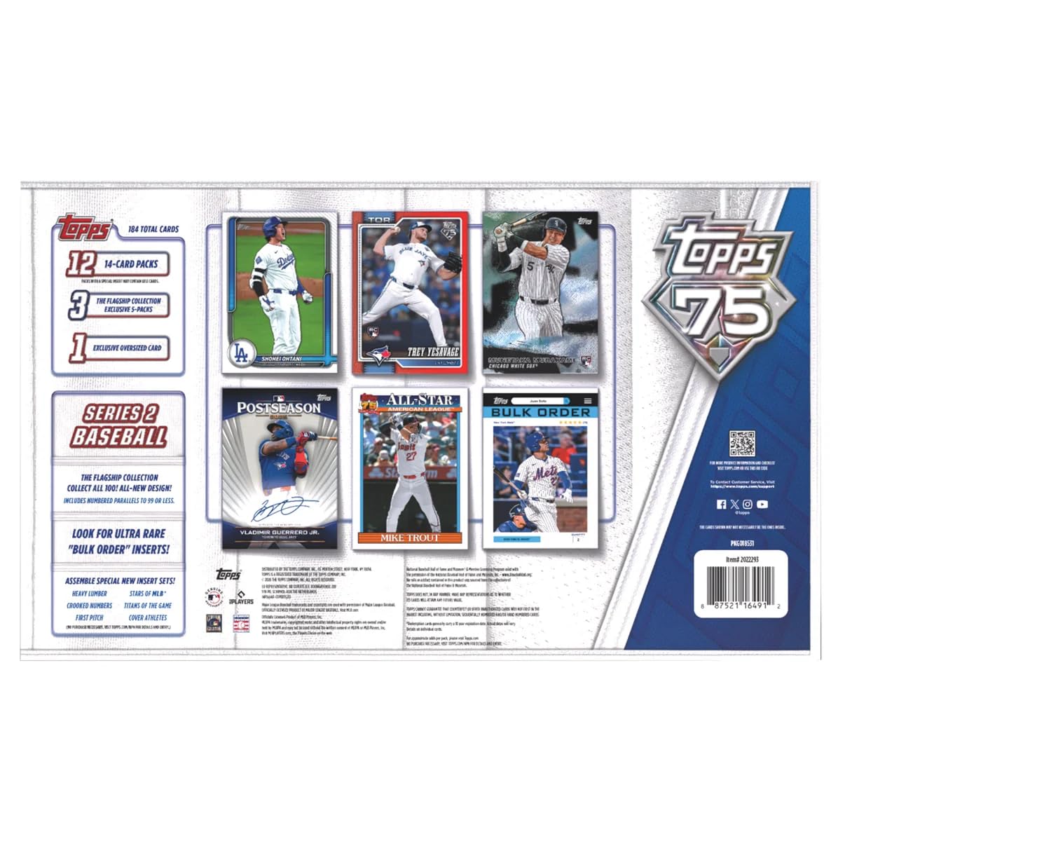 Topps Baseball Series 2026 Lot de 5 cartes à collectionner Super Box Flagship Collection (3 collections phares exclusives 5 paquets)