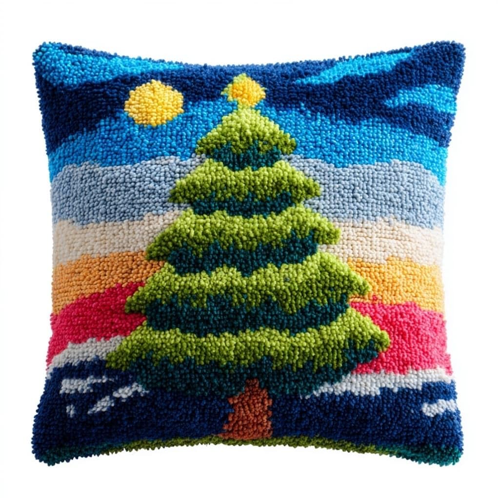 AxiangziK DIY Latch Hook Pillow Set 43x43cm,Christmas Tree