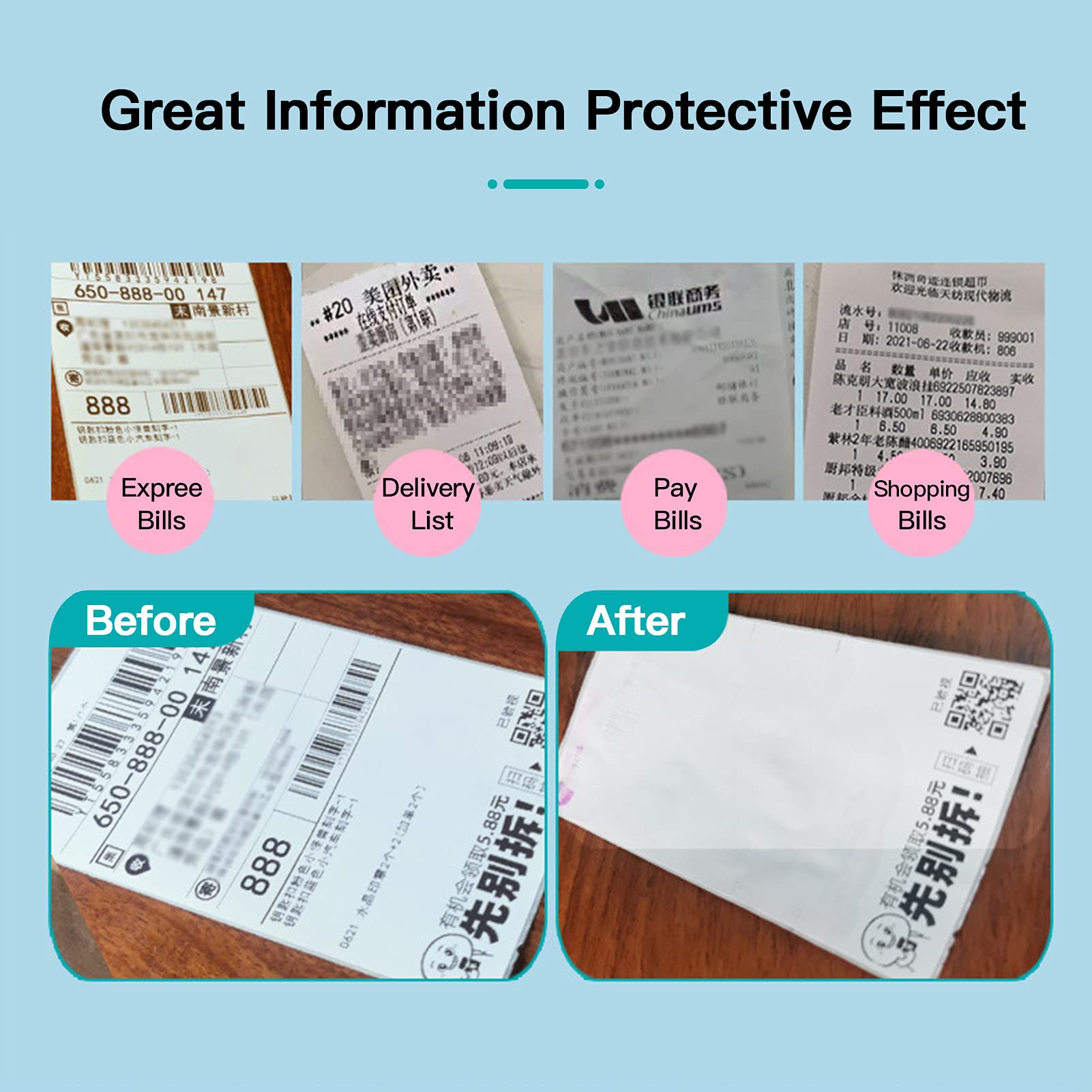 White Out Pen Correzione della carta Label Shopping Bill Data Eraser Protezione della privacy Strumento rapido