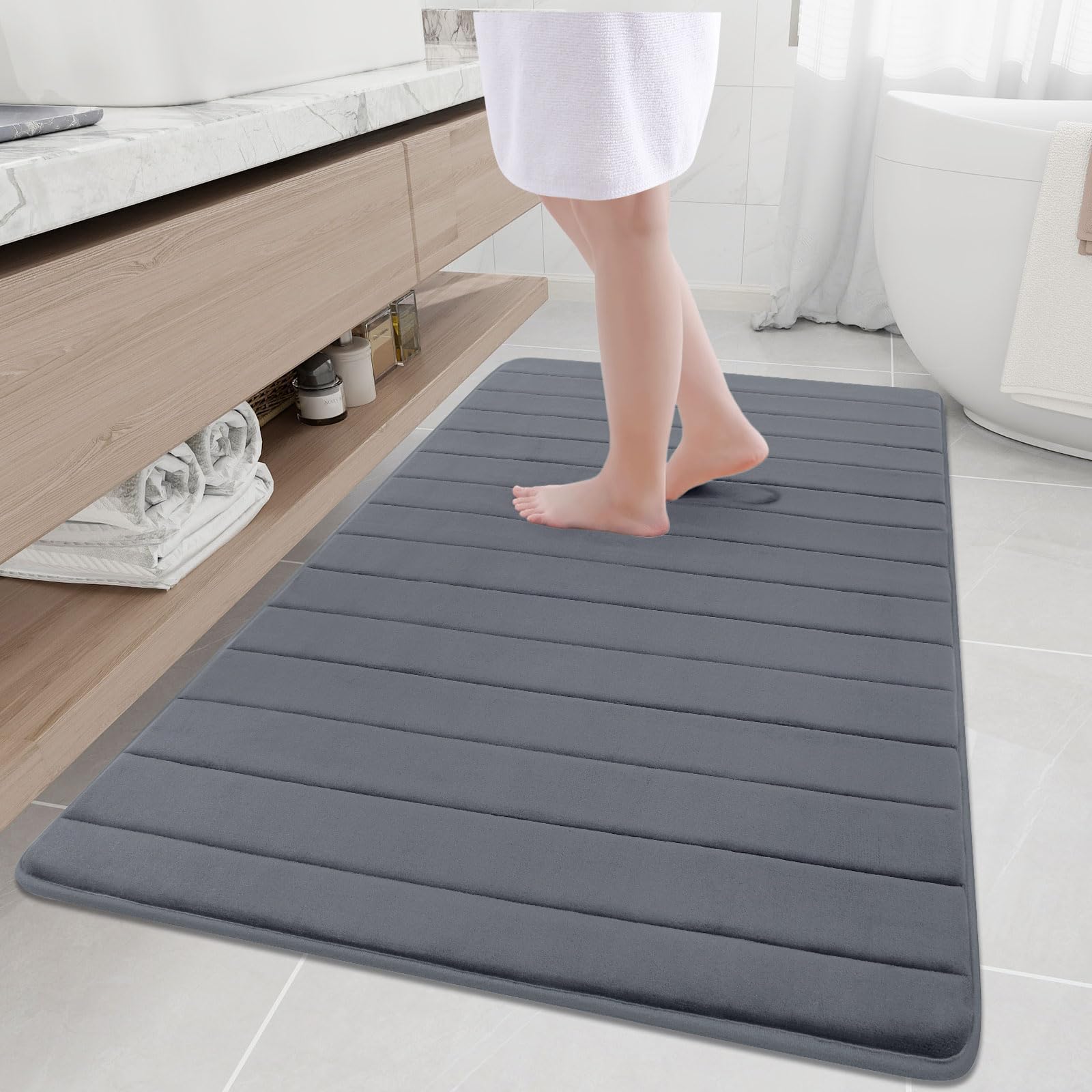 Buganda Memory Foam Bath Mat, 59" x 34", Ultra Soft and Non-Slip Bathroom Rugs, Water Absorbent and Machine Washable Bath Rug Runner for Bathroom,