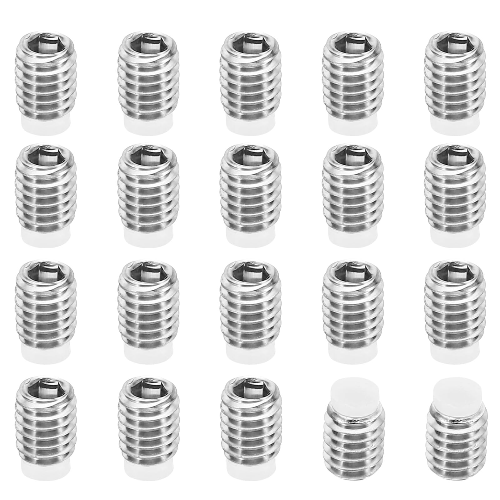 PATIKIL M4x5mm Nylon Tip Grub Screw, 20 Pack Metric Hex Socket Head Cup Point Anti Slip Set Screws Internal Hex Drive Hardware, 304 Stainless Steel