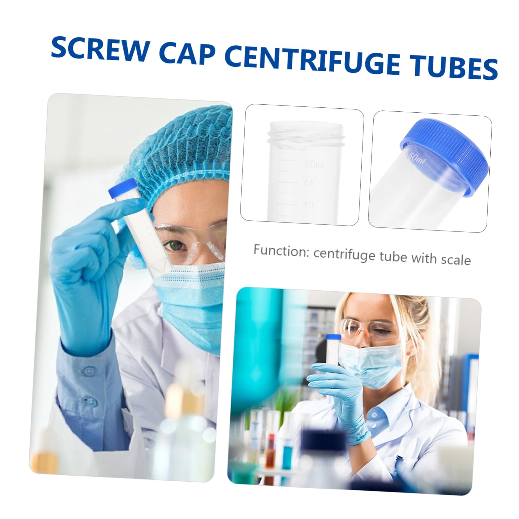 Ciieeo Provette da Centrifuga con Fondo Conico in Plastica 50ml 50 Pezzi