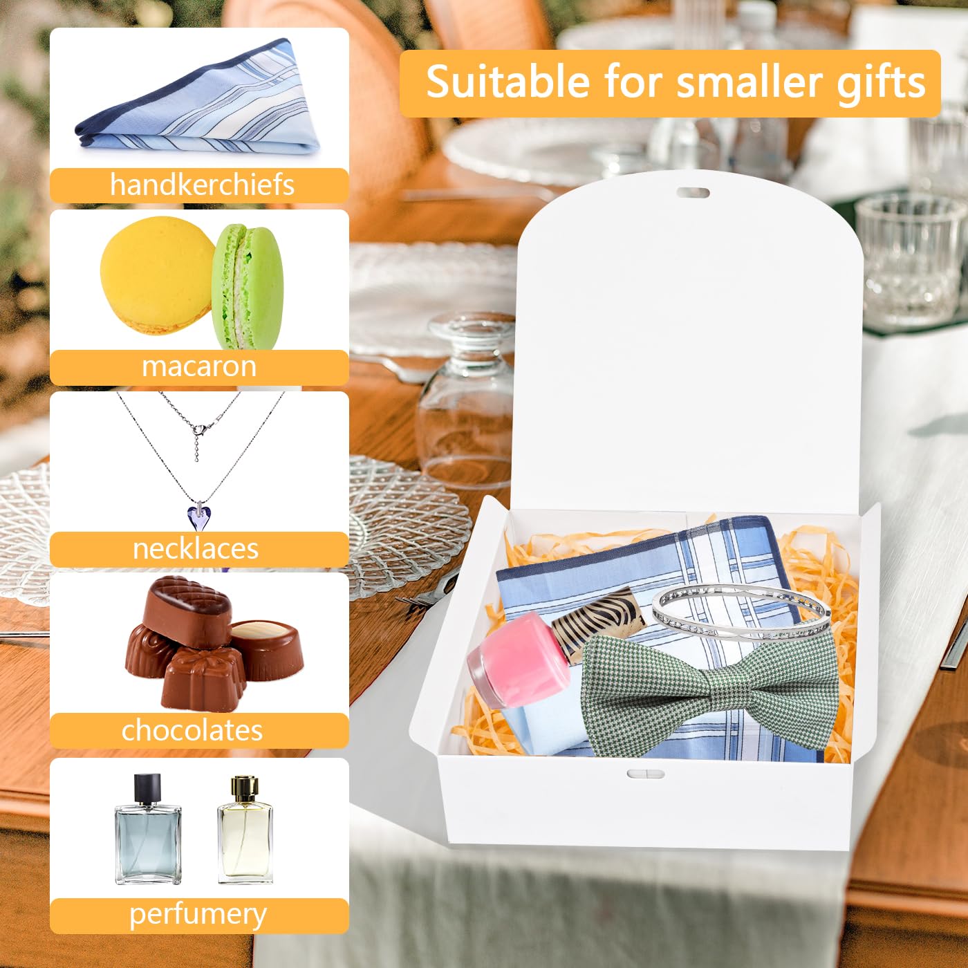 10pack Gift Boxes with Lids, 6.5''x6.5''x2'' White Gift Boxes For Presents, Paper Boxes Gift Boxes with Ribbon for Birthday Wedding Party Chocolate Candy