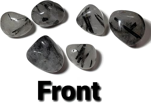 Miniatura 5 de 2 piezas de cuarzo turmalinado Aka, de 0.984 in a 1.339 in, pulido a mano, cristal curativo pulido a mano con inclusiones de turmalina negra de