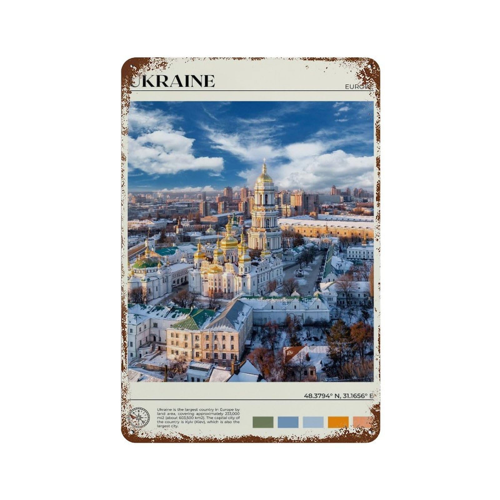 xiaoxiaoshen Real Photo Ukraine Decor Kyiv Lviv Wall Decor Art Metal Tin Poster Modern Home Decor Art Home Bar Shop Decorations Vintage Sign 30x20cm