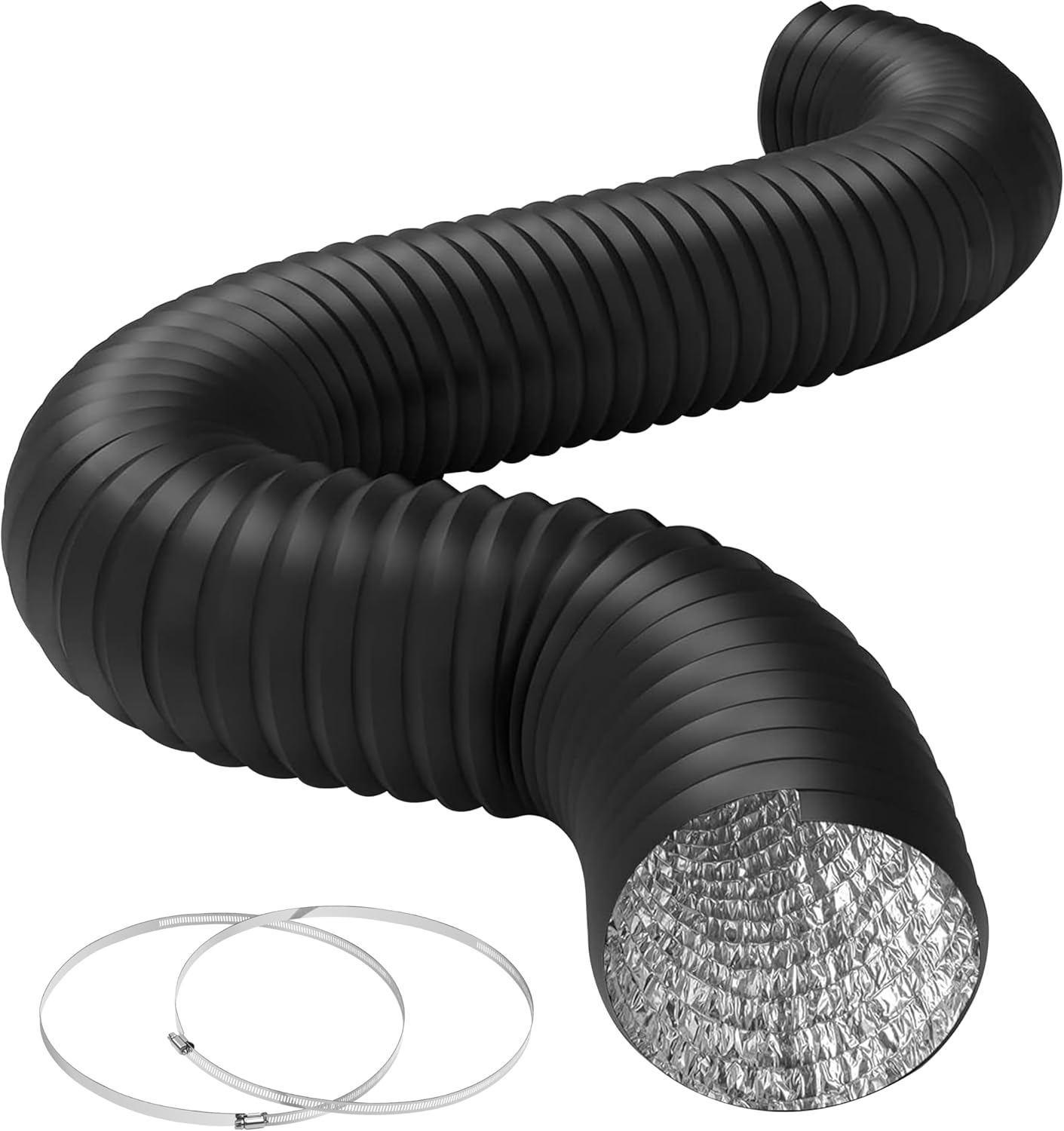 HealSmart 12″ 8 Ft Aluminum Ducting Flexible, Heavy-Duty Four-Layer Protection with 2 Duct Clamps, Dryer Vent Hose for Heating Cooling Ventilation and Exhaust Fan HealSmart 12″ 8 Ft Aluminum Ducting Flexible, Heavy-Duty Four-Layer Protection with 2 Duct Clamps, Dryer Vent Hose for Heating Cooling Ventilation and Exhaust Fan