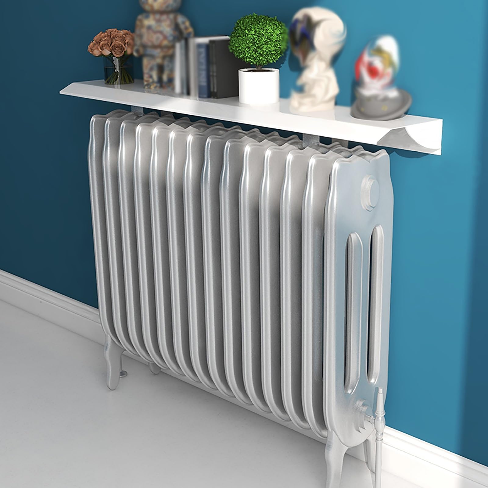 Pływające wsporniki półek grzejnikowych, 60 80 100 120 140 160 CM Pływająca półka nad osłoną grzejnika, aluminiowy uchwyt górny ze wspornikami do biur/domu/studio(170cmx14.5cm)