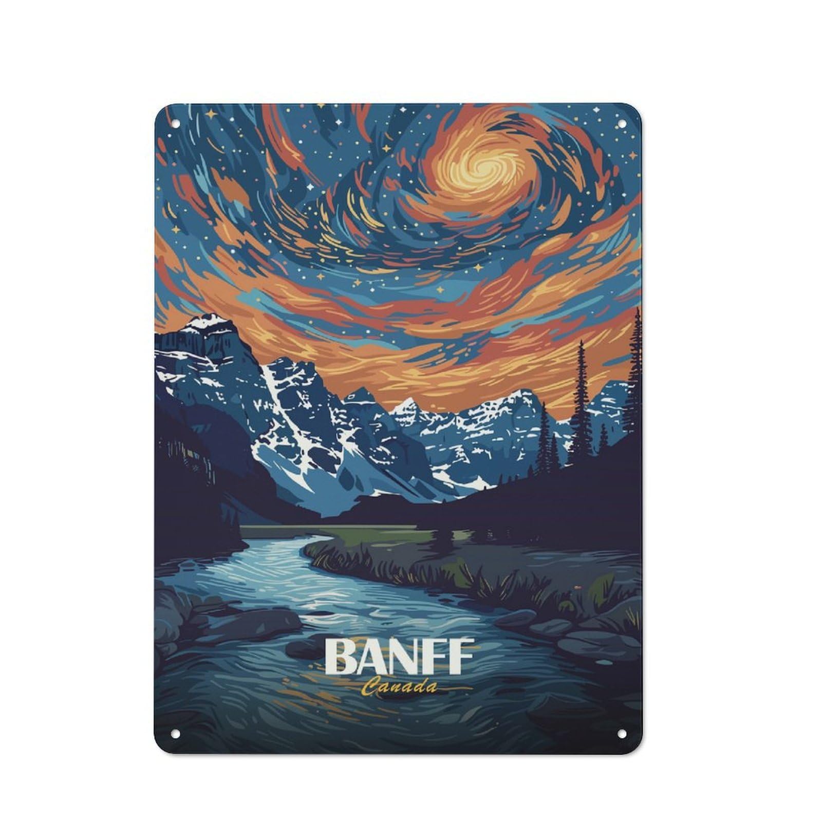 Junmoney Style-18 Banff Canada Landscape Art Industrial-Style Metal Sign 40X30cm For Living Room Wall, For Collectors Decorating Living Rooms And Feature Walls