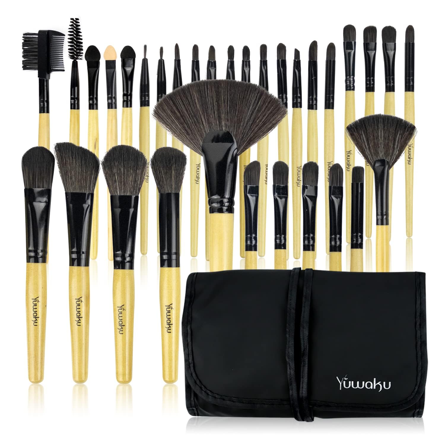 Amazon Basics 32 Pcs Makeup Brush Set | Face & Eye Makeup Brushes for Foundation, Blending & Eyeshadow, Black-picture-14
