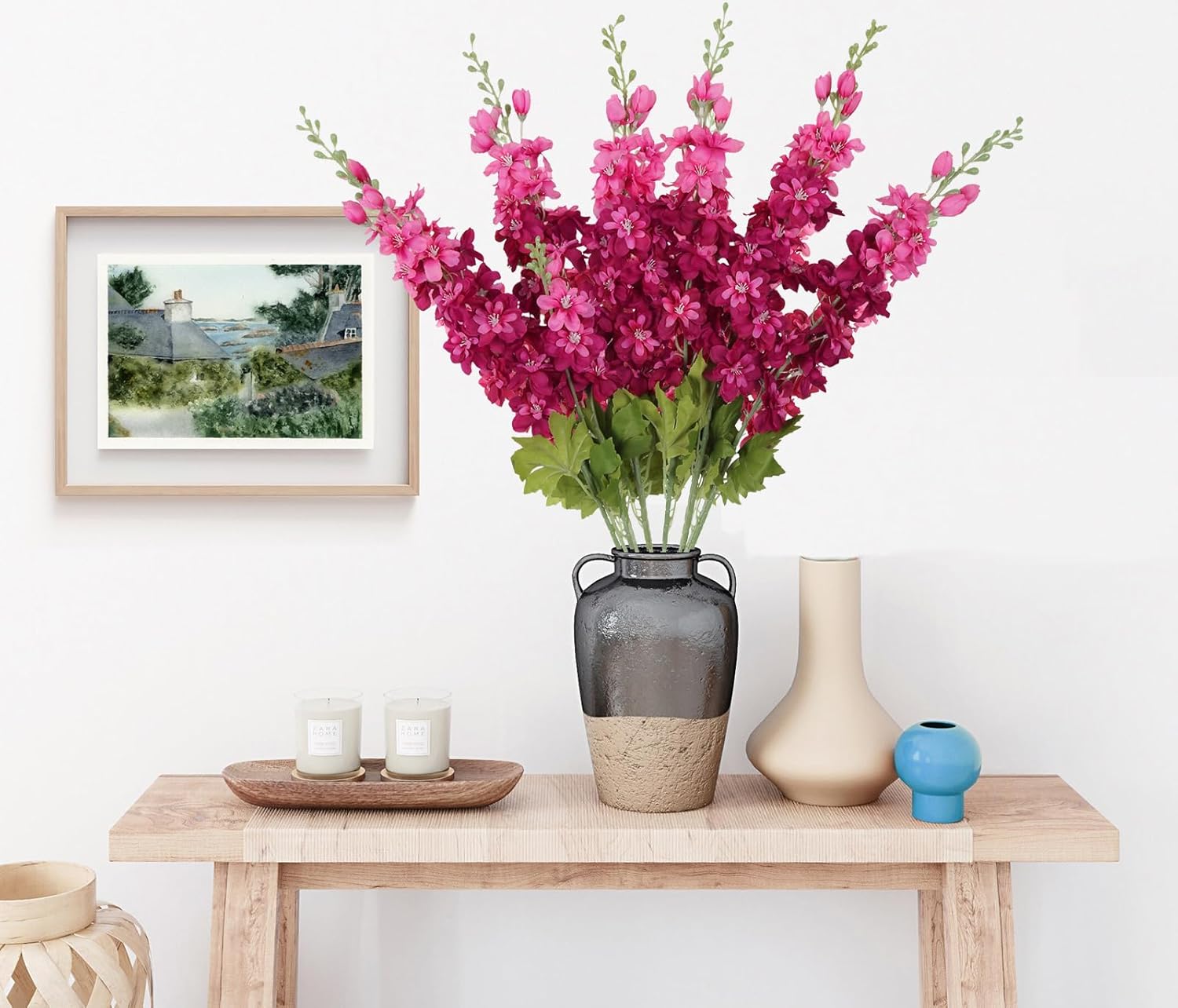 Hot Pink Delphinium Artificial Flowers - 6PCS, 33" Long Stem Silk Flowers for Tall Vase Wedding Centerpieces & Home Decor (Indoor) - Image 6