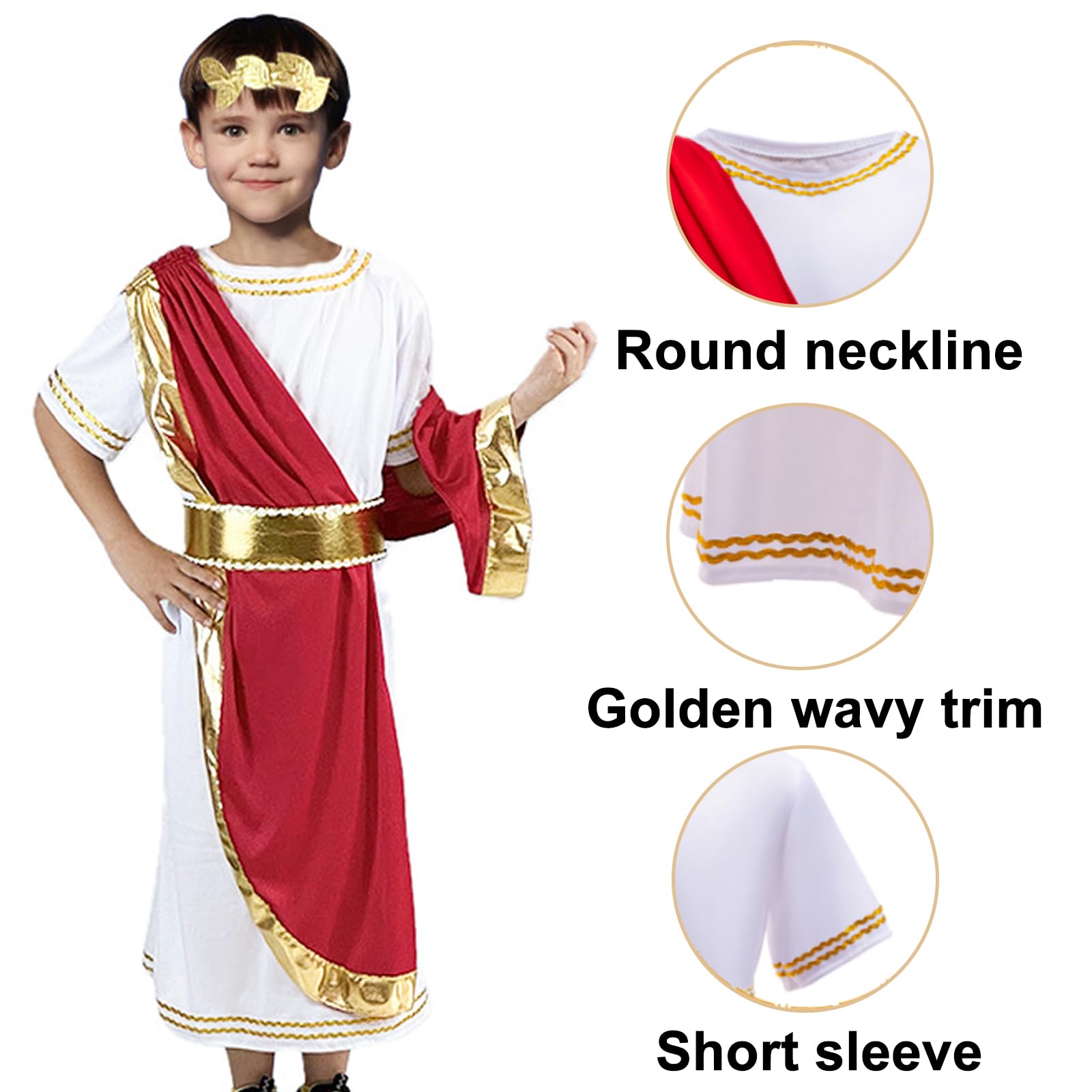 DAVBNM Ancient Roman Greek God Costume Fancy Dress Up Outfits Set including Laurel Headband - Image 4