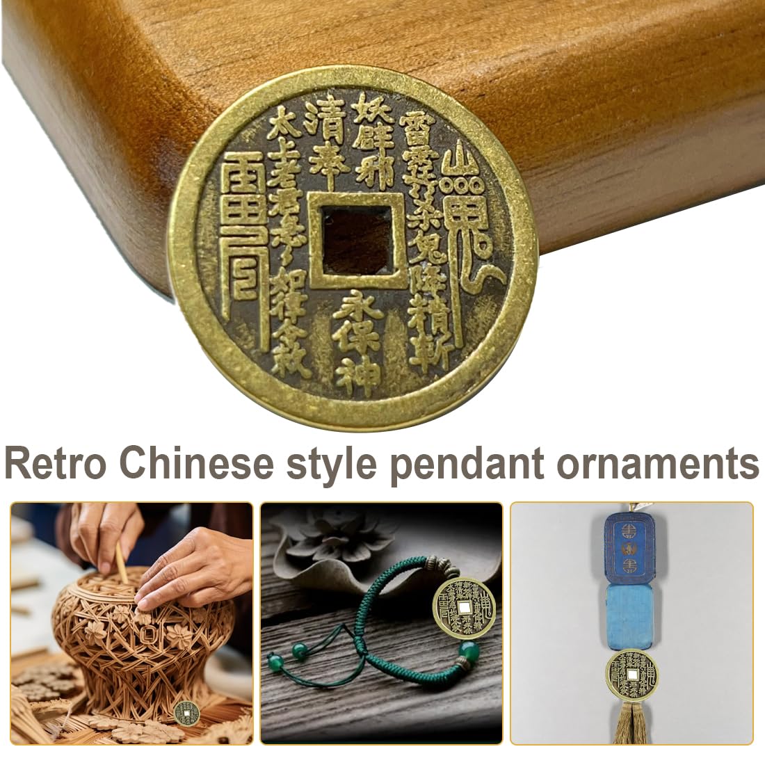 SUPVOX Lot De 6 Pièces De Monnaie Chinoises En Laiton Avec Nœud Chinois