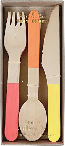 Meri Meri Juego de cubiertos de madera neón