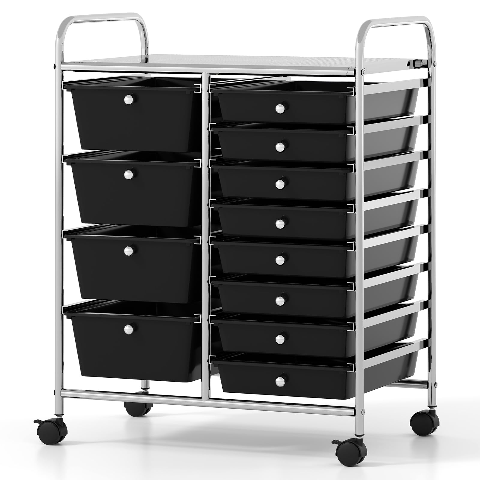 COSTWAY 12 Drawer Rolling Storage Cart, Utility Cart with Metal Frame