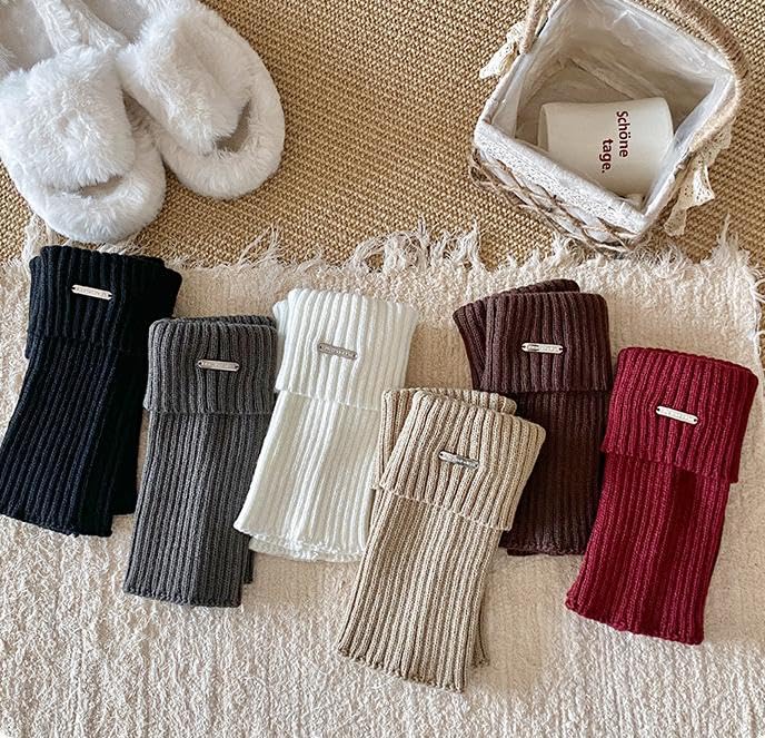 Image of Womens Lolita Knit Long Leg Warmers Japanese Kawaii Boot Socks Winter Socks - 5 Pairs