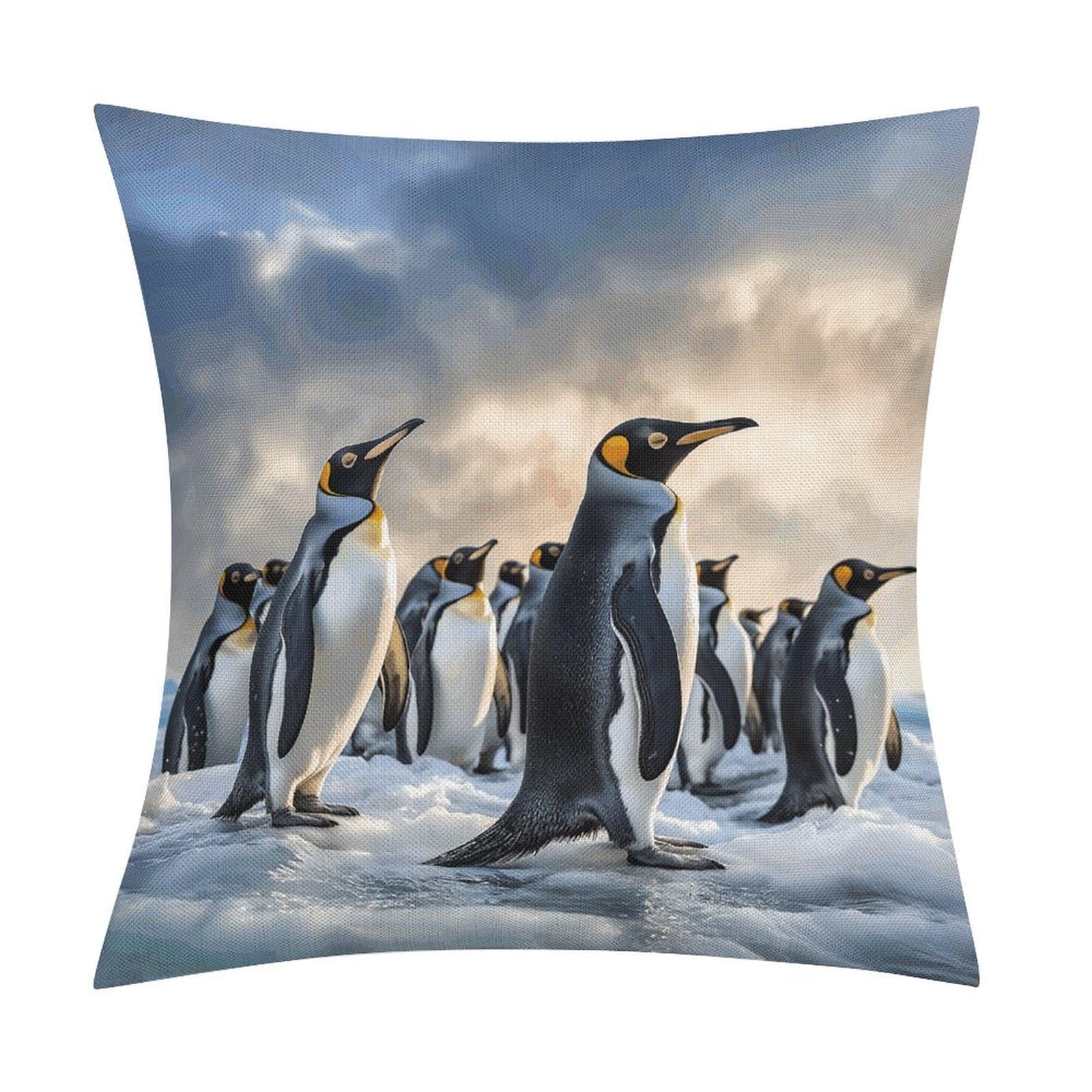 Adfgyerh Style Sea Penguin Pillow Covers Soft And Comfortable Invisible Zipper ，Home Decor 18X18 Inch Edging Technology，Throw Pillow Covers For Couch Sofa Bedroom Living Room.
