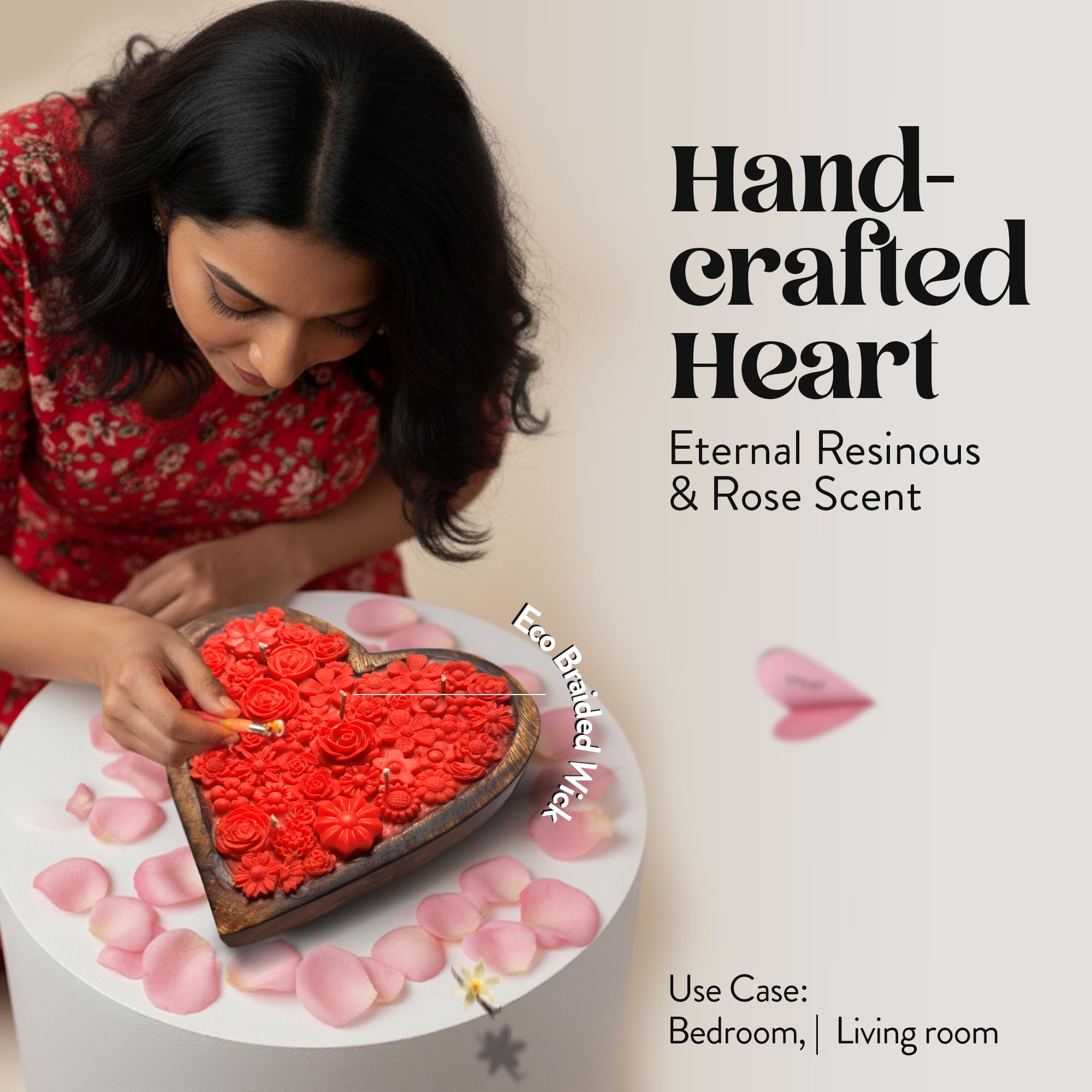 Heart Bowl Decorative Wax Candle | Floral Heart Design for Romantic Gifting, Couple Décor & Special Occasions 1