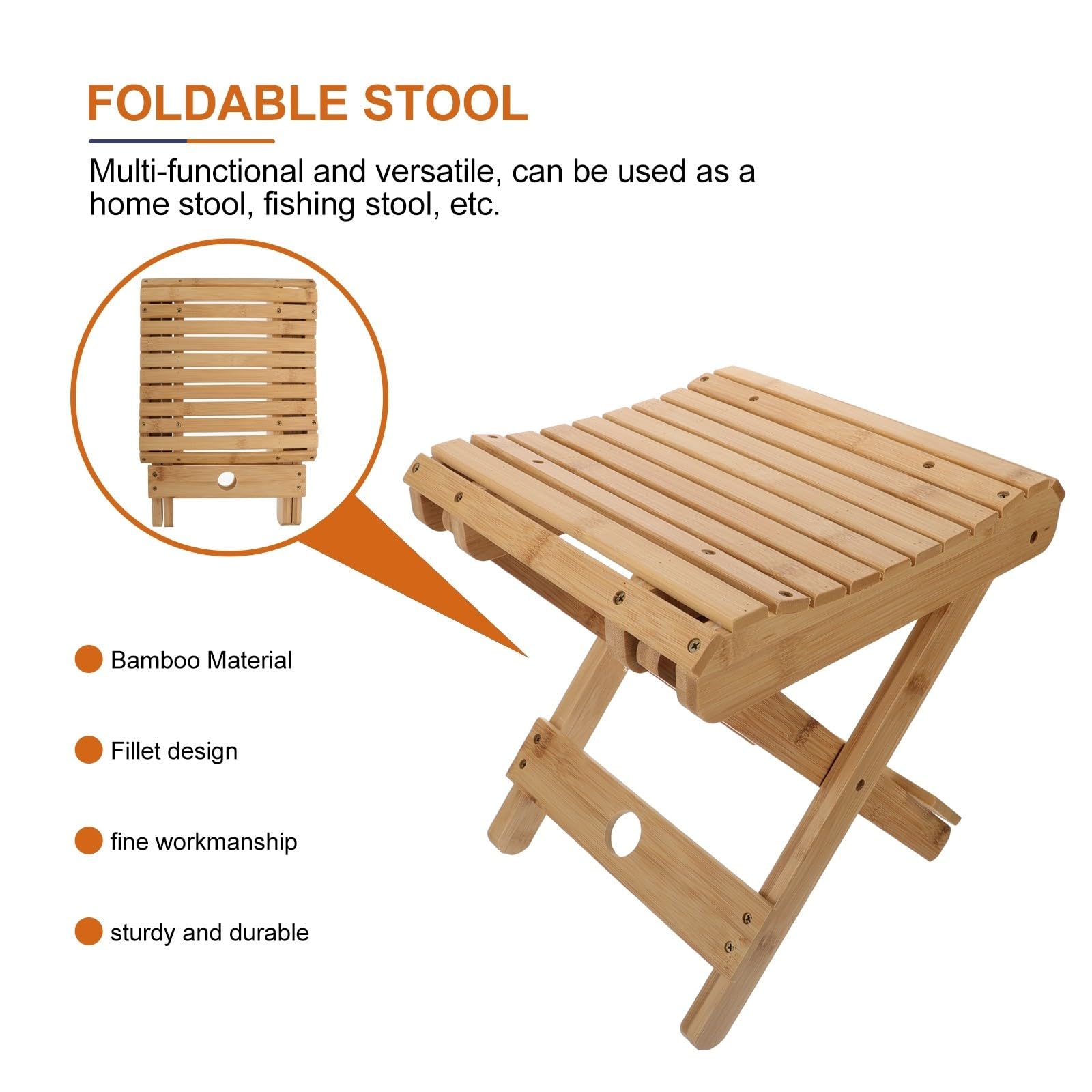Taburete Portátil Plegable para Pesca y Camping de Bambú