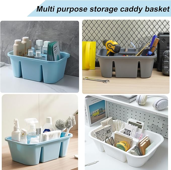 Organizador portátil para ducha con compartimentos, plástico resistente, cesta multiusos para baño, jardín y almacenamiento miniatura 6