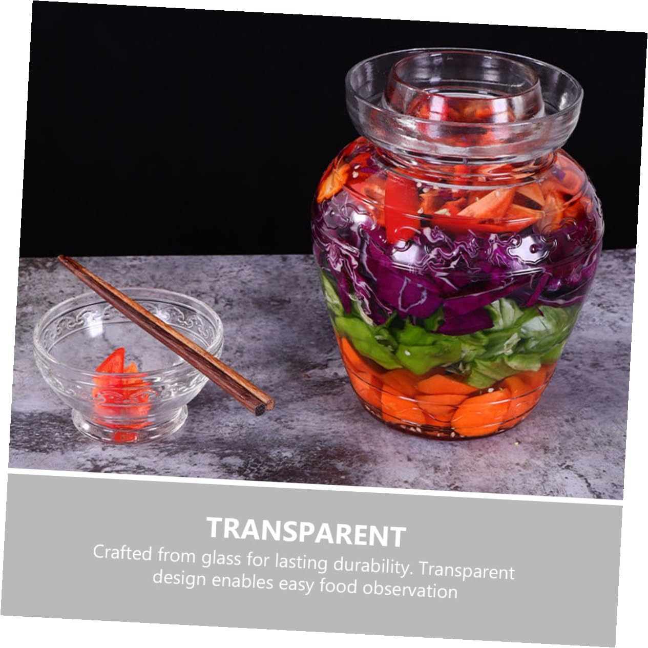 DOITOOL Gurkenbehälter aus Glas 2, 5l mit Breiter Öffnung, Transparent | Essiggurken und Sauerkraut, Einfache Sichtkontrolle, Praktisches Lebensmittelglas