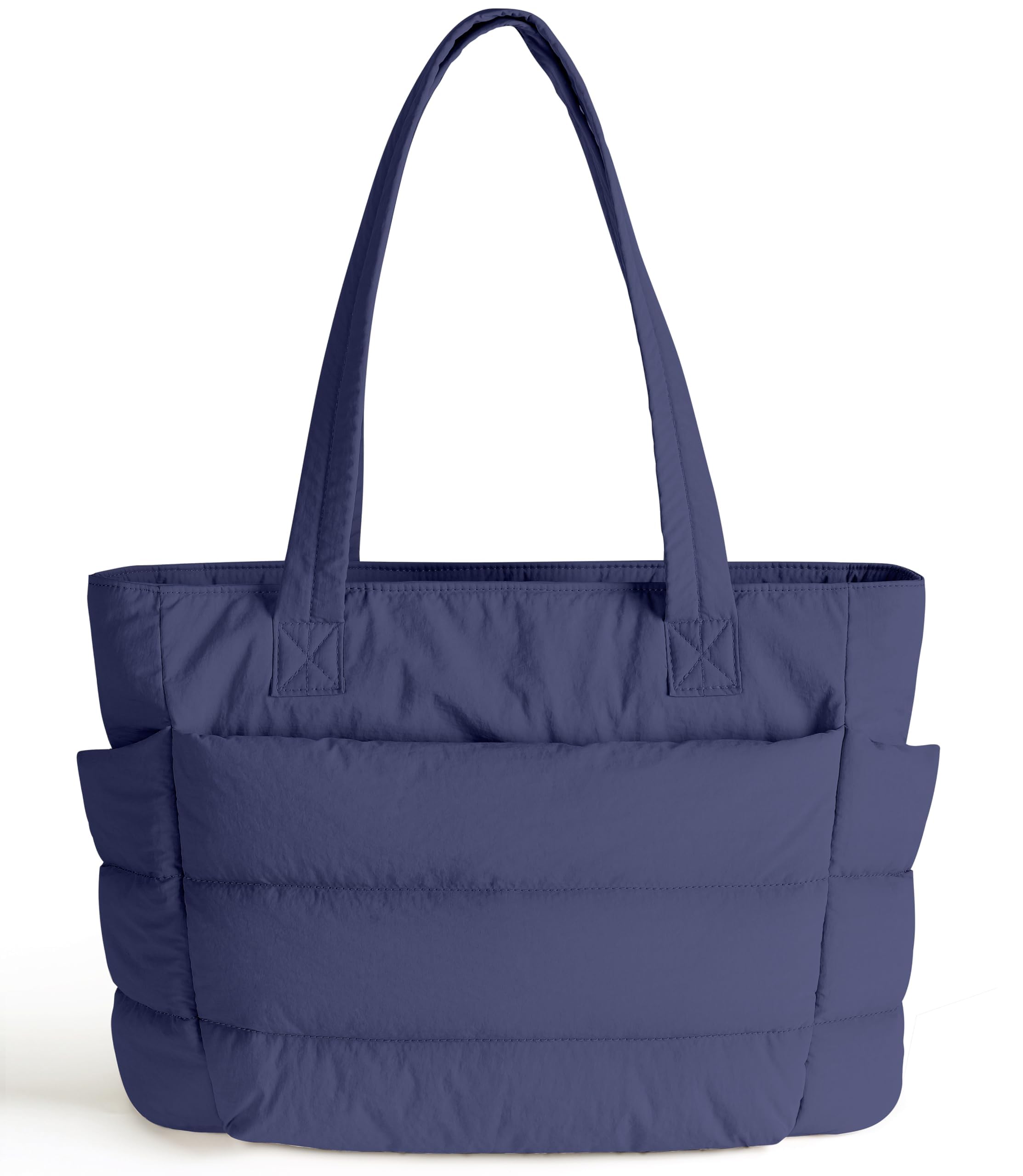 Puffer Tote Bag for Women Cute Quilted Carryall with Zippered Compartments Shoulder Bag Handbag for Work Travel Gym