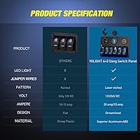 Vista 7 de Nilight - Panel de interruptor basculante de 6 bandas con grabado láser en aluminio, barra de luz LED con encendedor de cigarrillos y cargador USB