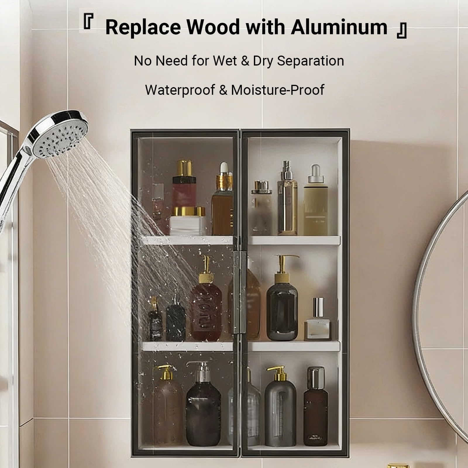 Armadio Mcine a parete in alluminio impermeabile salvaspazio Sto per bagno e cucina 2 porte 2 livelli s porta nizer - letto