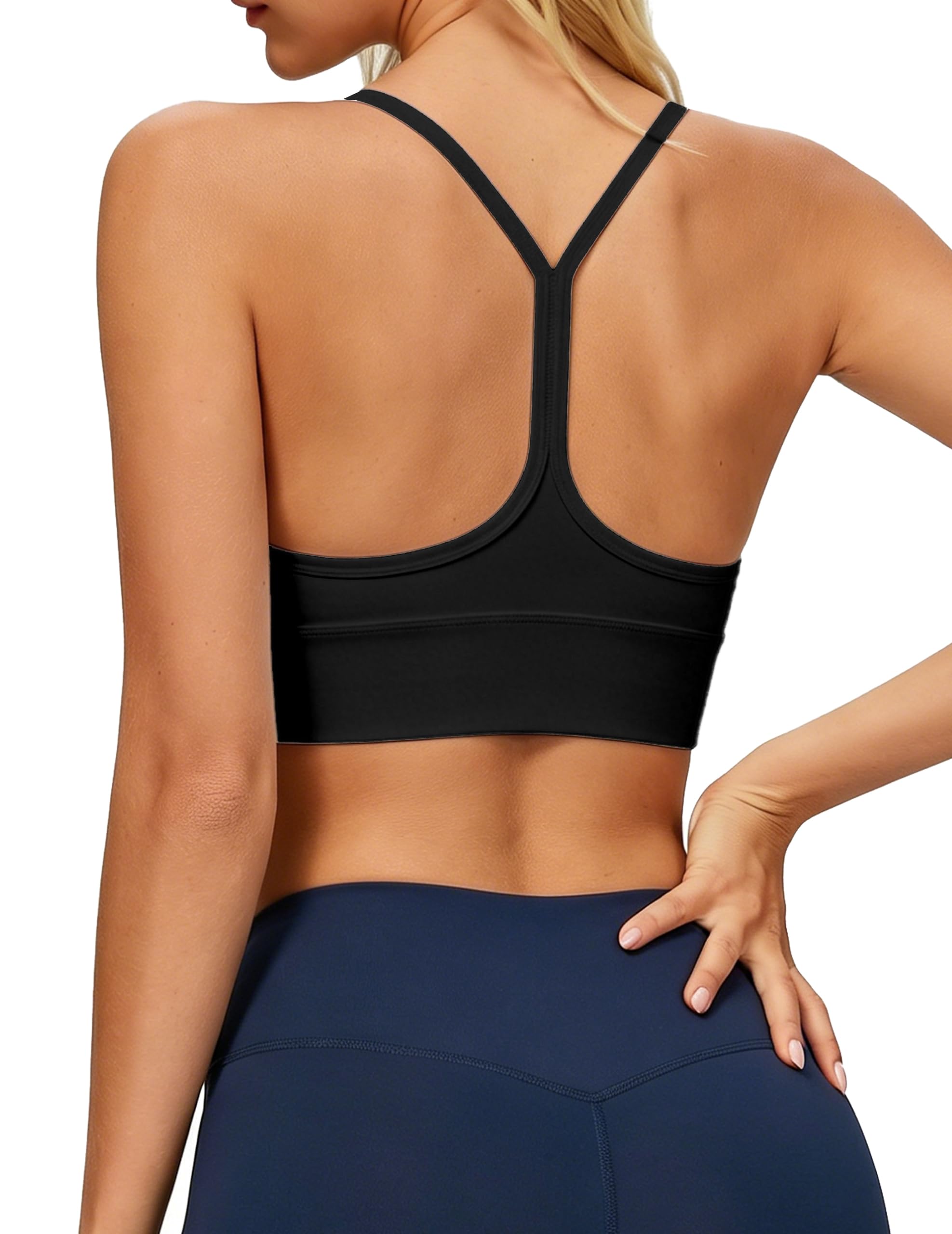 Sujetador Deportivo para Mujer Espalda en Y Transpirable Tirantes Finos Yoga Sujeción Media Copas Extraíbles sin Aros