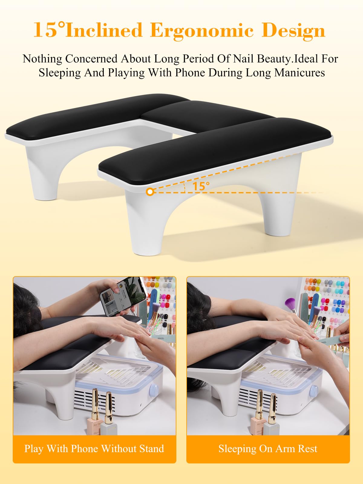Yokilly Poggiamano per Unghie: Forma U Poggia Mani per Unghie - Appoggia Mani per Unghie per Tavolo Manicure (Nero)