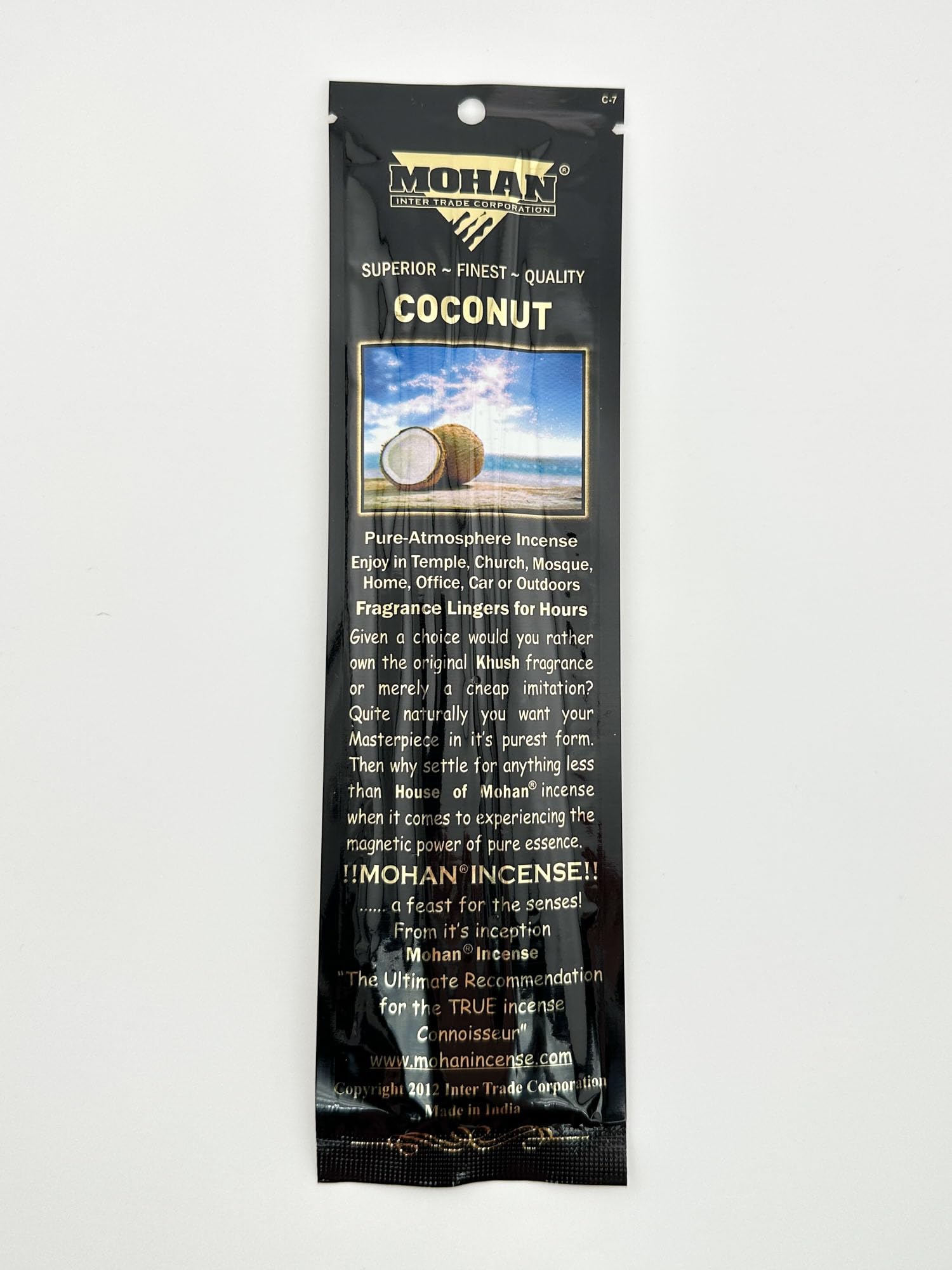 MohanIncense Coconut Scent 1 Pack 250 Sticks (8 Inches Tall) - (Coconut)
