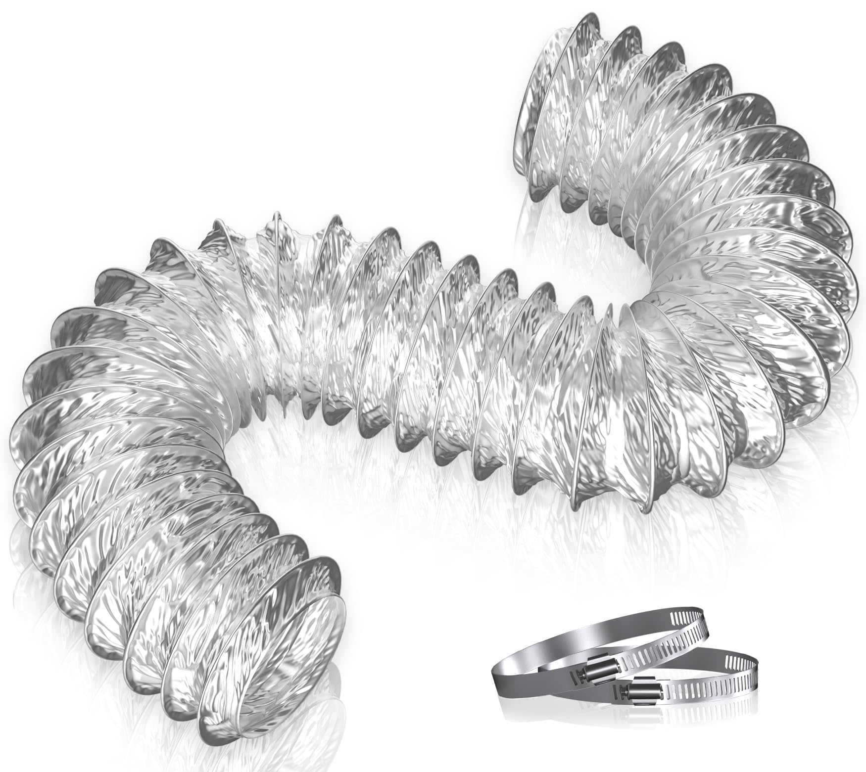 Hon&Guan 100mm Flexible Aluminium Ducting 2m Insulated ducting Pipe 4 Inch Air Ducting Hose for Cooker Hood, Extractor Fan, Tumble Dryer, Hydroponics Grow