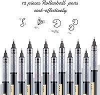 Vista 3 de Frienda 12 piezas bolígrafos de bola rodante de 0.5 mm japoneses de punta fina de secado rápido, tinta líquida, escritura suave para oficina y Negro