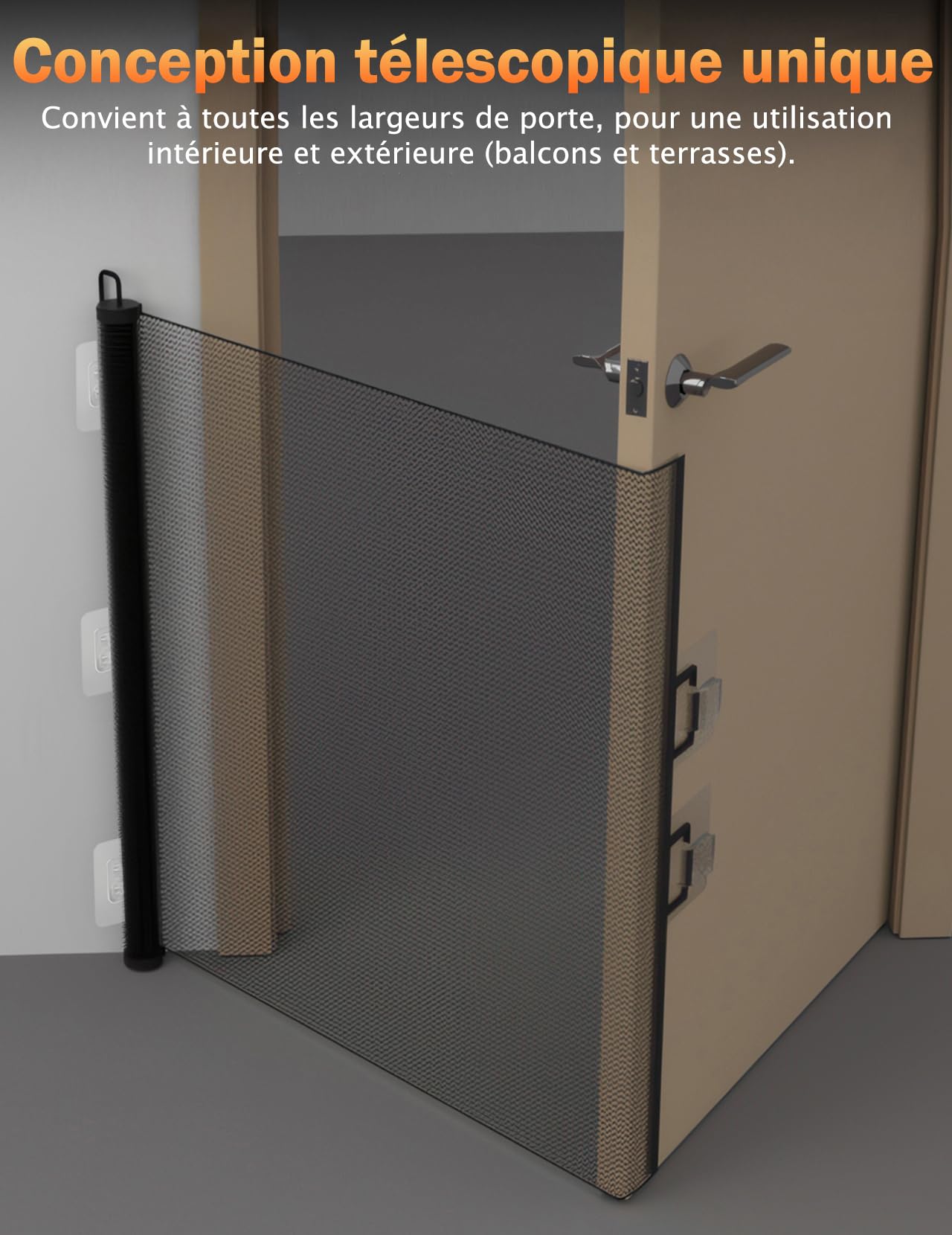 Barrière de Sécurité Chien et Enfant Rétractable Extensible (Noir, Épaisseur 110cm)