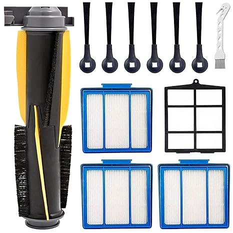 Cyorka 12 Pack Replacement Parts for Shark IQ R101AE (RV1001AE) IQ R101 (RV1001) Robot Vacuum Cleaner Replacement Kit 1 Main Brush, 3 Filters,6 Side Brushes, 1 Pre Filter,1 Cleaning Brush
